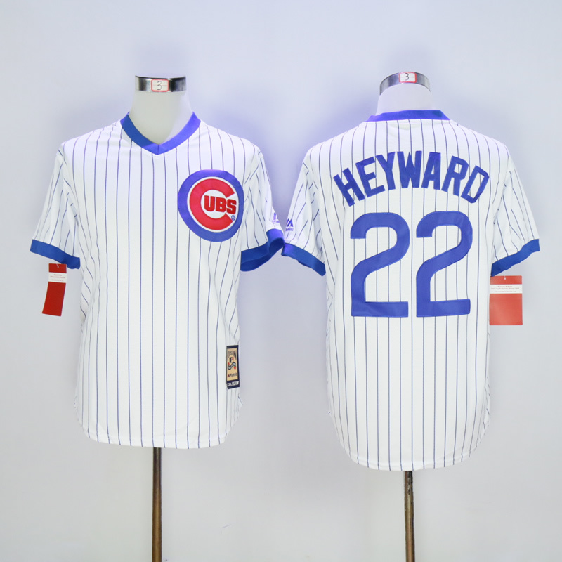 Men Chicago Cubs #22 Heyward White Throwback MLB Jerseys
